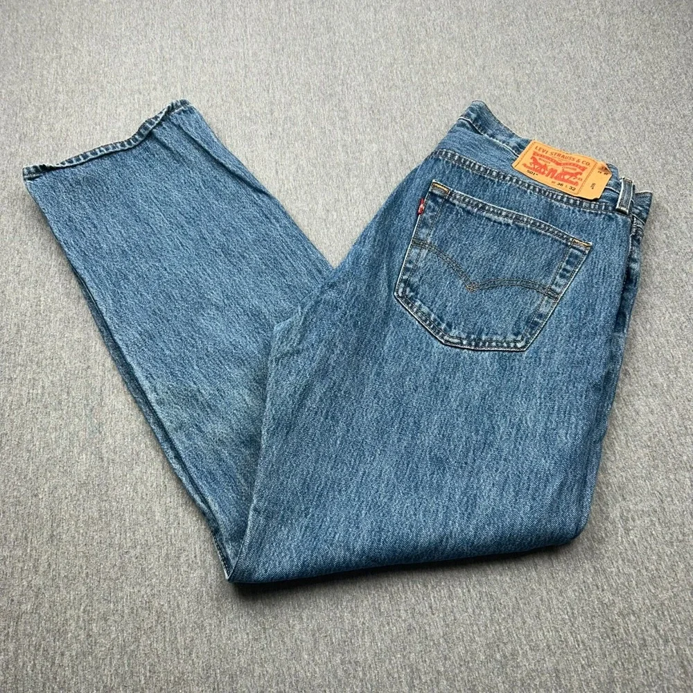 Levi's 501XX Button Fly Jeans Mens 36x30 Straight Leg Blue Denim Pants